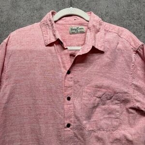 Kenny Flowers Shirt Mens XL Pink Linen Island Classics Lightweight Travel Resort